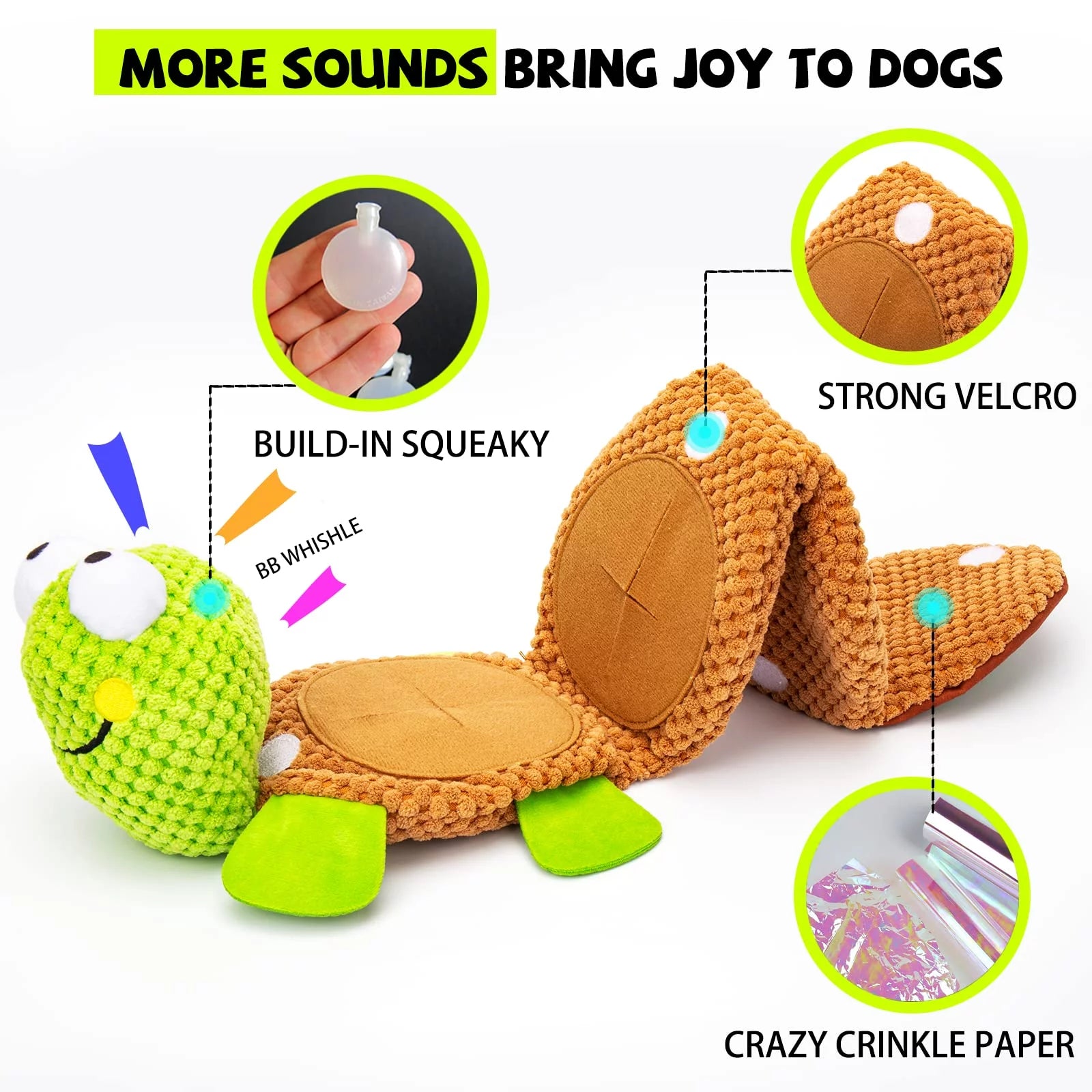 Dog Puzzle Toys Enrichment Treat Dispensing Squeaky Crinkle  Turtle