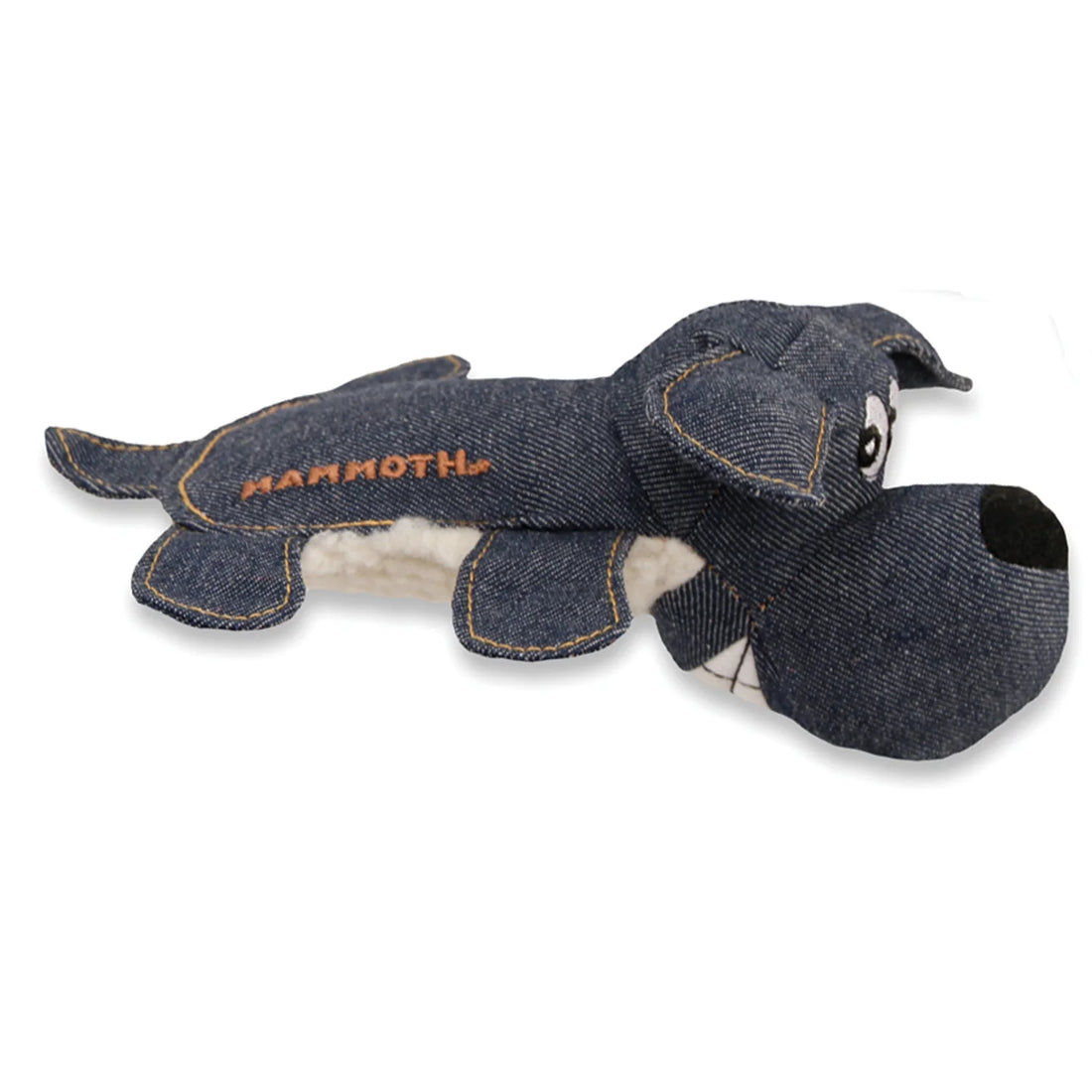 Squeakies Dog-Shaped Vintage Denim with Lambswool Plush Dog Toy, Small, 8"