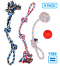 Dog Toy Pack of 4 Large Dog Toys for Aggressive Chewers - Dog Ropes & Ball