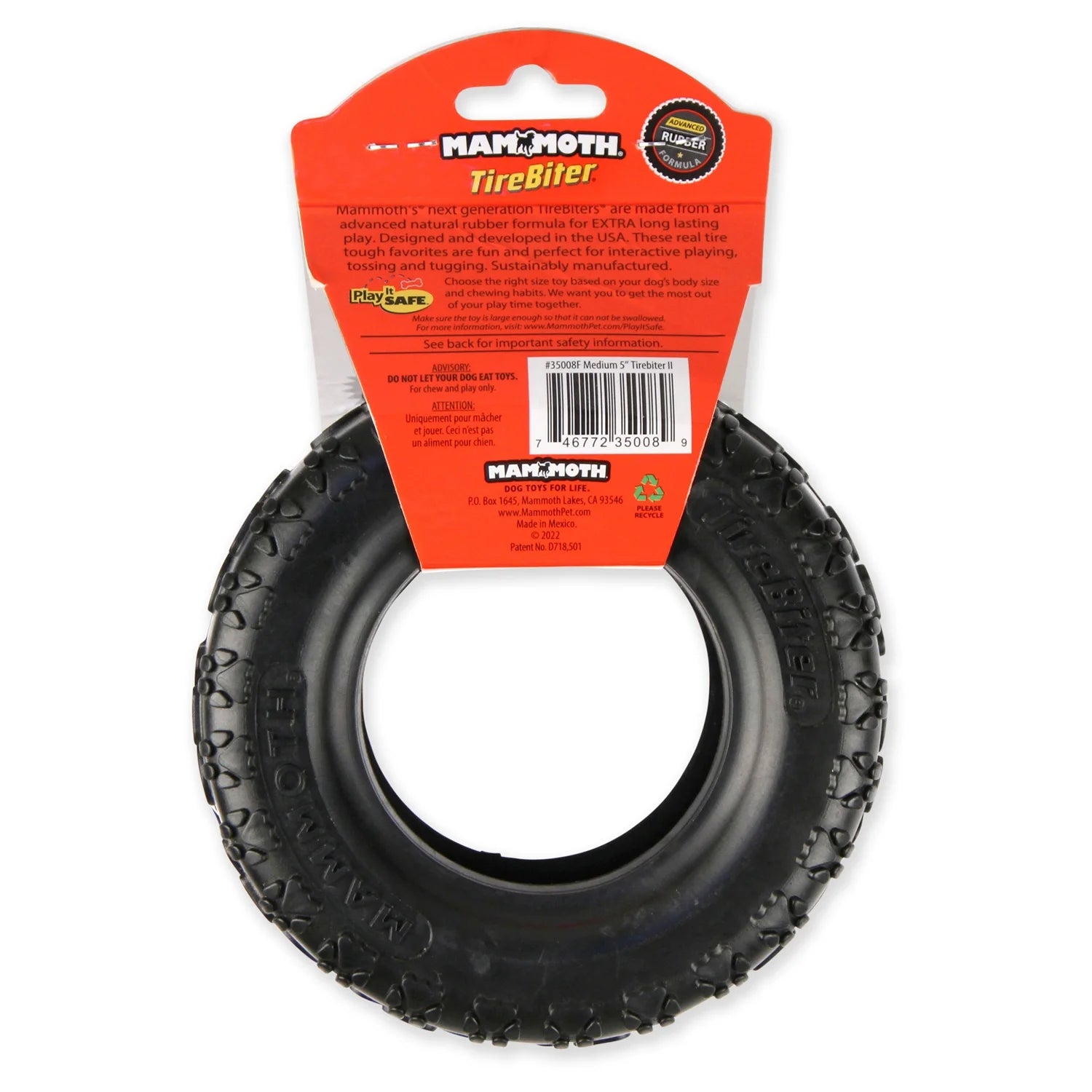 Tirebiter Advanced Rubber Dog Toy, Medium, 5"