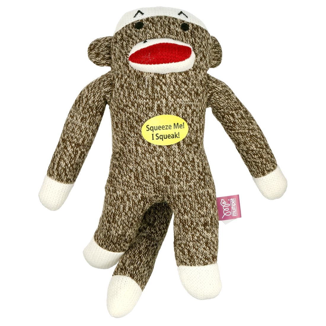 Sock Monkey Plush Dog Toy with Squeaker