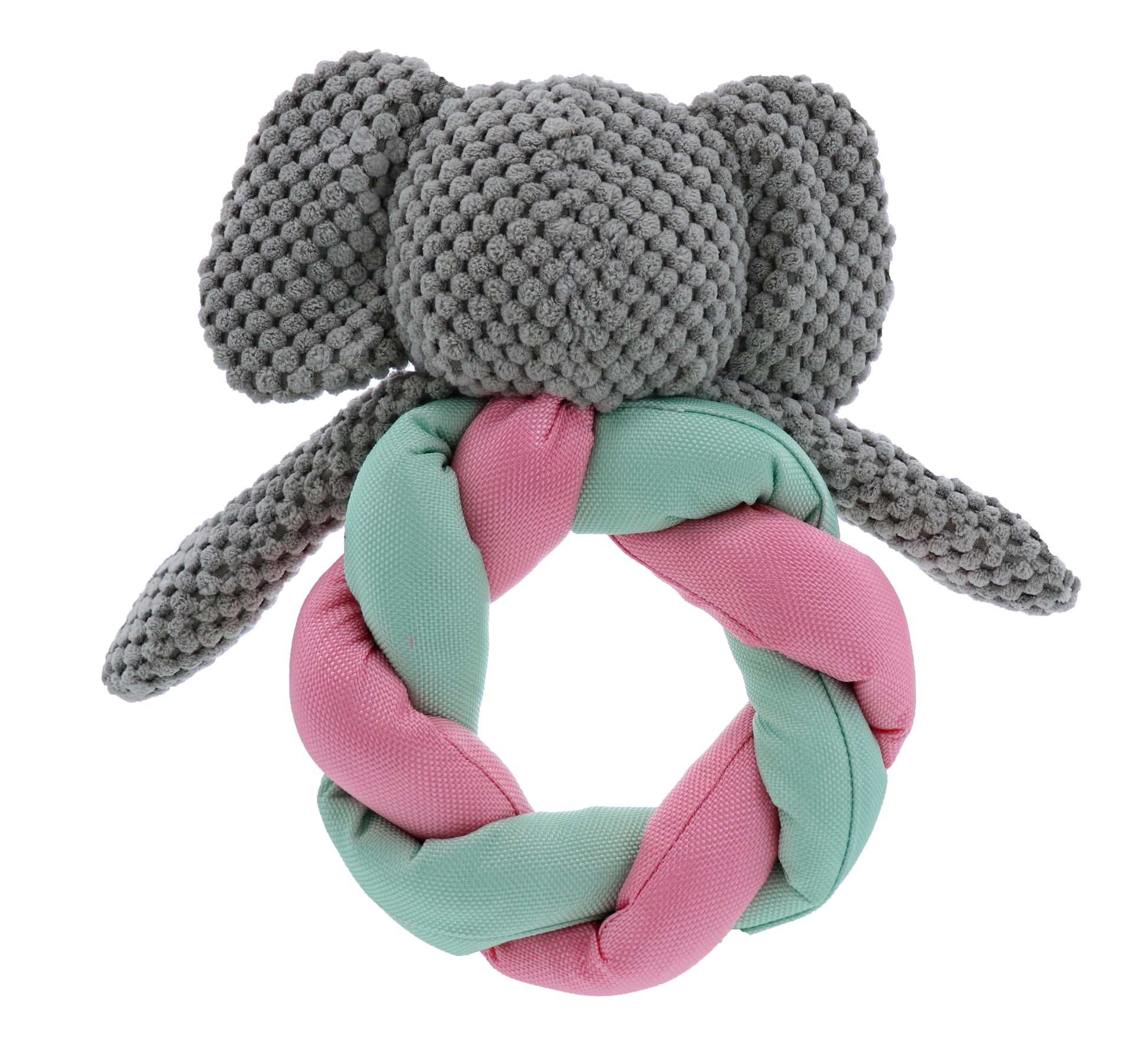 Play 365 Dog Toys Squeaky Braided Ring Band Toy, Elephant, Small